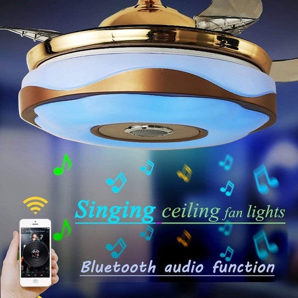 42 Inch Modern Ceiling Fan with 7 Colors Dimmable LED Lights， Bluetooth Music Player Remote Control Invisible Shopping - The Best Deals on Ceiling Fans | 41540850