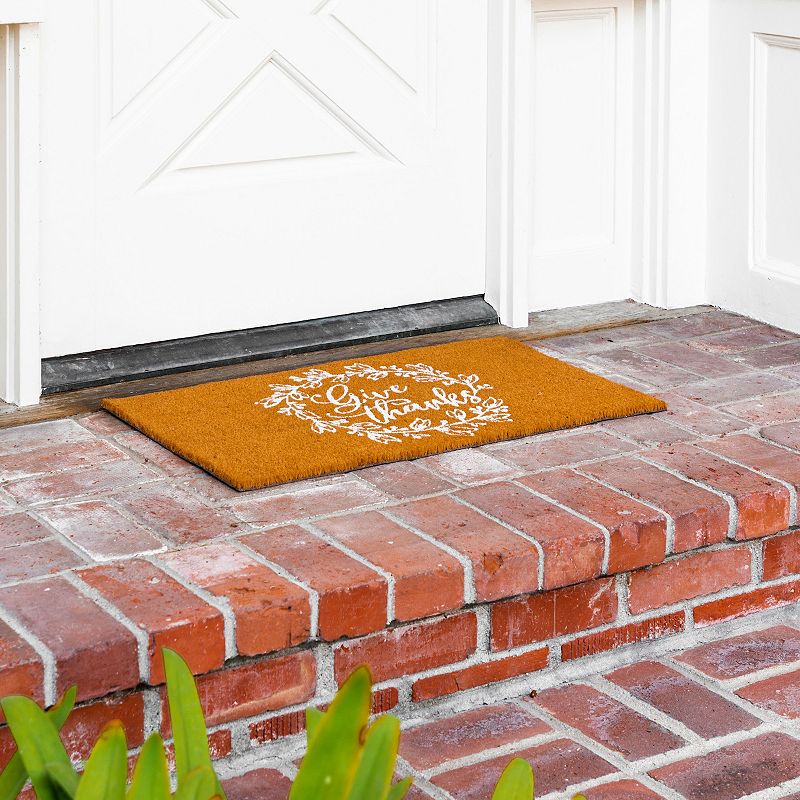 Thanksgiving Welcome Mat for Front Door， Outdoor Fall Rug for Porch， Give Thanks (30 x 17 In)