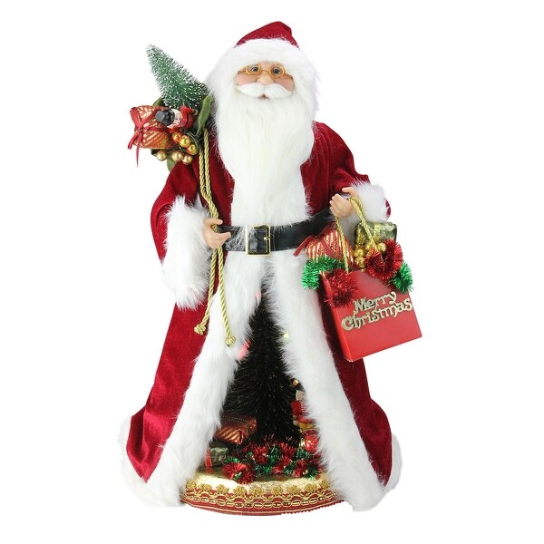 20 Red White B/O Musical Santa Claus LED Scene Figurine