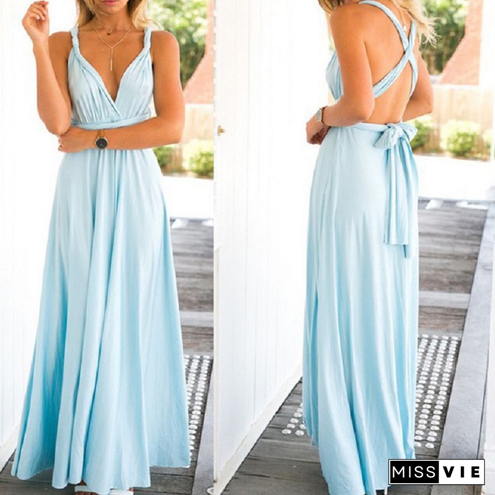 New Sexy Women Multiway Wrap Convertible Boho Maxi Dress Bandage Long Party Robe Bridesmaids Longue Femme Backless Banquet Dress