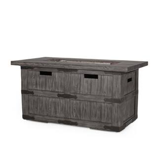 Noble House Alejandro Gray Wood Textured Stone Fire Pit 107094