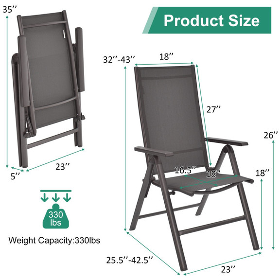 Costway 26953718 2 Pieces Patio Folding Dining Cha...