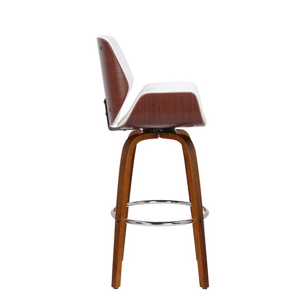 Porthos Home Miller Counter Stool， PU Leather， Wooden Seat And Legs