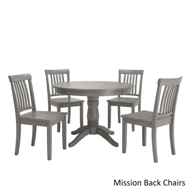 Wilmington II Round Pedestal Base Antique Grey 5-Piece Dining Set by iNSPIRE Q Classic