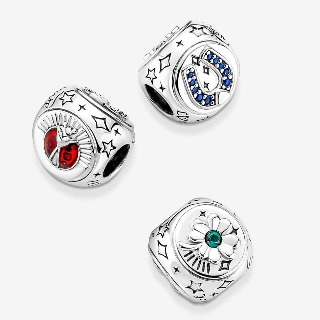 PANDORA  Clover, Horseshoe & Ladybird Three-sided Charm