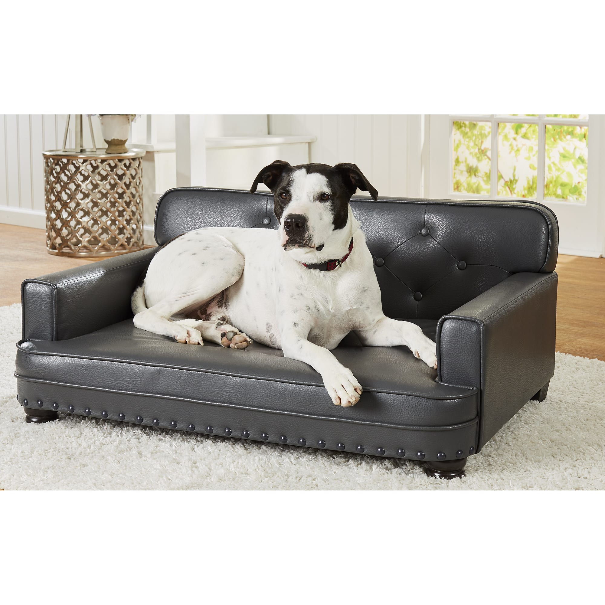 Enchanted Home Pet Library Pet Grey Sofa for Dog， 40.5