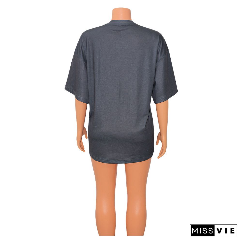 Street Casual Home Print Loose T-Shirt