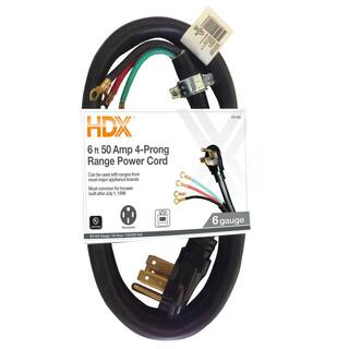 HDX 6 ft. 64 50 Amp 4-Prong Range Power Cord Black HD#575-052