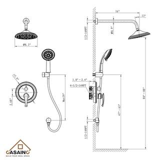 CASAINC 3-Spray Patterns 8.3 in. Wall Mount Dual Shower Heads in Spot Resist Oil-Rubbed Bronze HM-B207-SQ-ORB