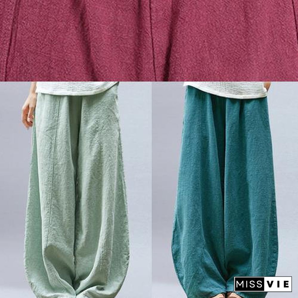 Women's summer casual pants loose large size retro cotton and linen wide legs harem pants tide