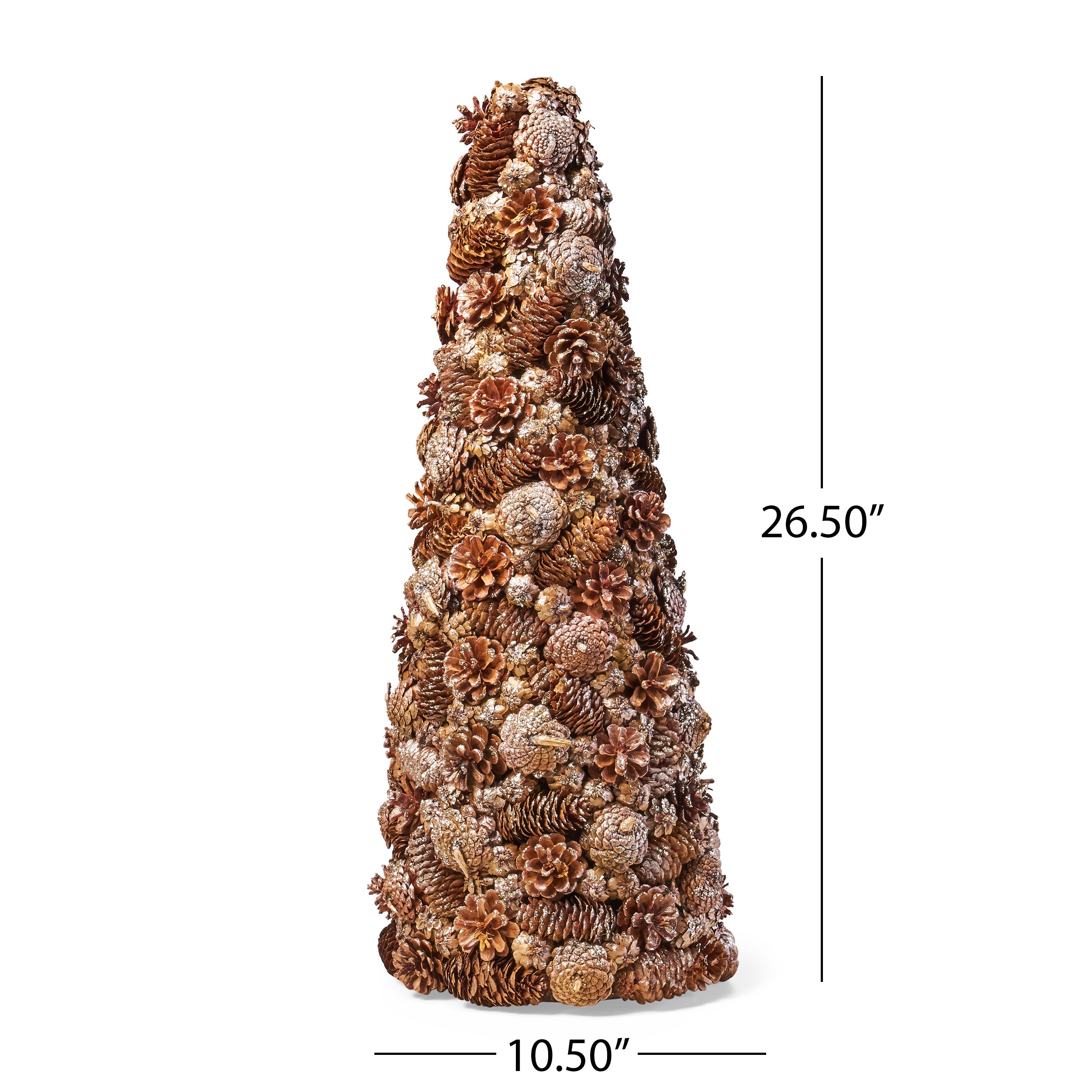 Khadi Pre-Decorated Pine Cone and Glitter Unlit Artificial Tabletop Christmas Tree