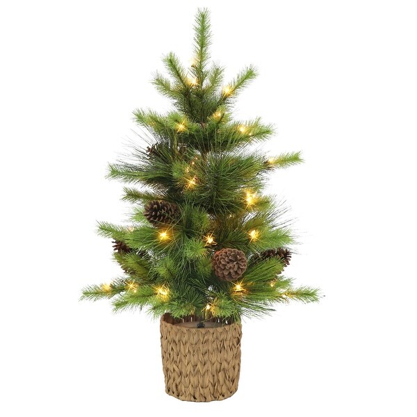 Puleo International 3.5 ft. PreLit Potted Artificial Tree