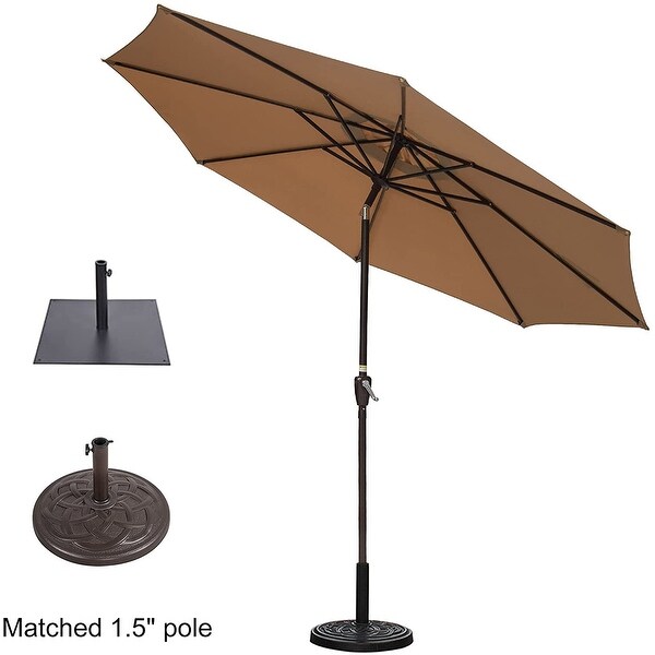 10FT Patio Umbrella Table Market Umbrella with Push Button Tilt， Polyester Canopy Shade - Overstock - 34180980