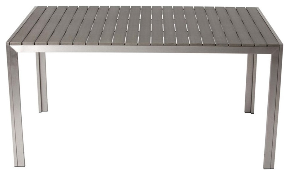 Benjara Sleek and Modish Anodized Aluminum Outdoor Dining Table in Gray   Transitional   Outdoor Dining Tables   by Homesquare  Houzz