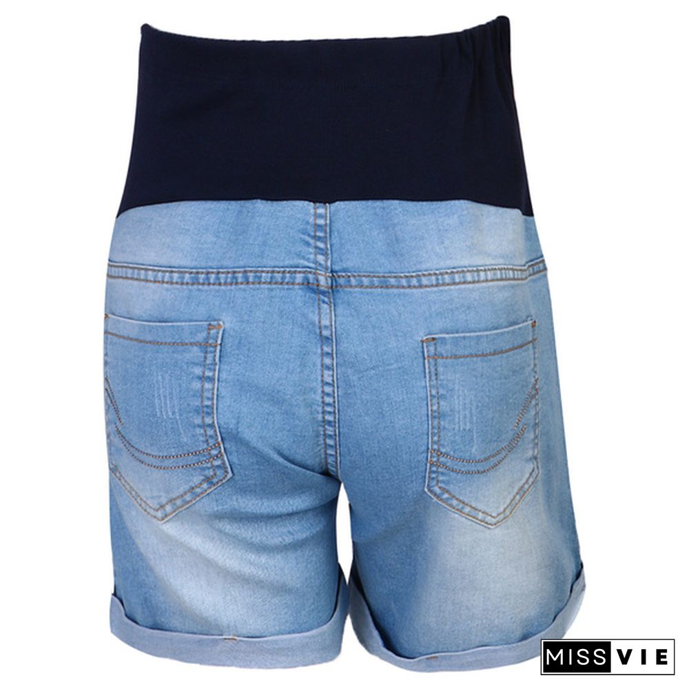 Summer Pregnant Women Denim Shorts Maternity Casual Elastic Waist Belly Shorts