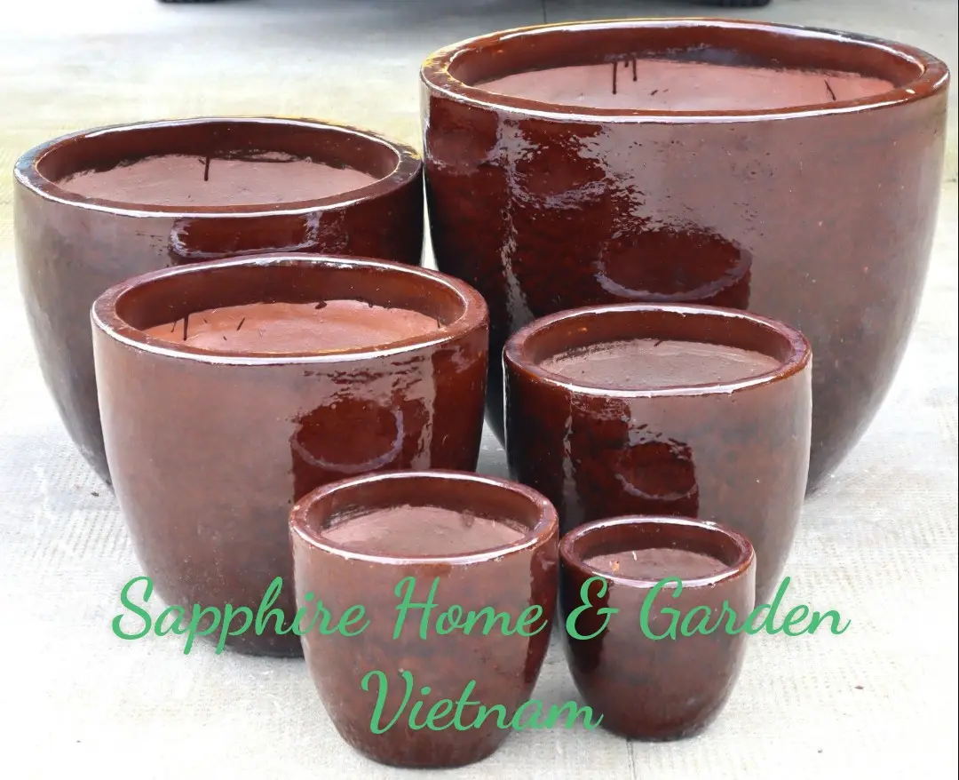 Glazed planters   Big glazed pottery  Outdoor garden ceramic pot   Vietnam Cheap Flower pots Plant Garden Pots