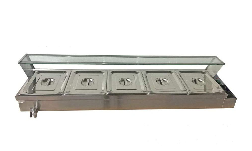 INTSUPERMAI Food Warmer Buffet Heater 5 Pans with Glass Shield