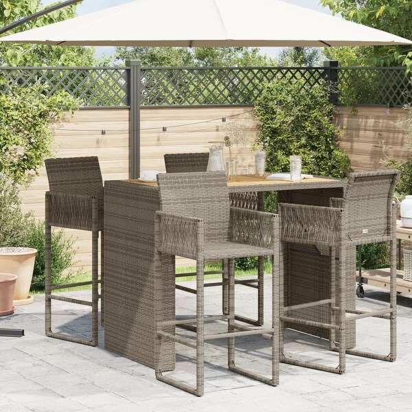 vidaXL Patio Table with Acacia Wood Top Outdoor Garden Furniture Poly Rattan