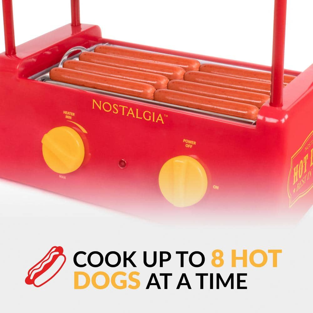 Nostalgia Hot Dog Roller and Bun Warmer, 8-Hot Dog and 6-Bun Capacity NHDR8RY