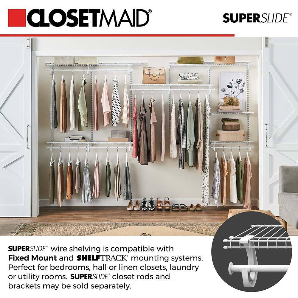 ClosetMaid SuperSlide 72 in. W x 12 in. D Nickel Ventilated Wire Shelf 34717