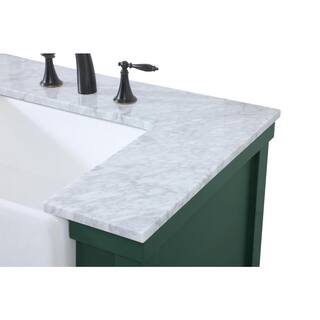 Timeless Home Double Sink 22 in. W x 60 in. D x 34.125 in. H Bath Vanity in Green with Carrara White Marble Top TH120320DGN