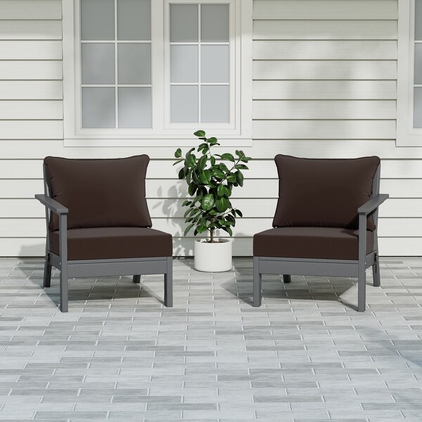 Polytrends Birchwood All Weather HDPE Outdoor Patio Deep Seating Gray Loveseat (2Piece)