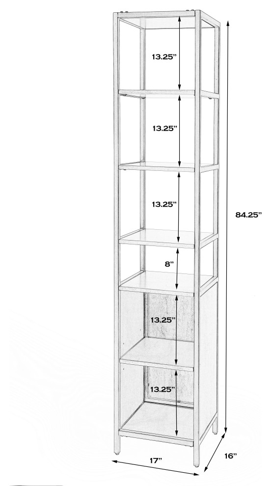 Hans Narrow Wood and Iron Open and Closed 84 quotEtagere Bookcase   Industrial   Bookcases   by HedgeApple  Houzz