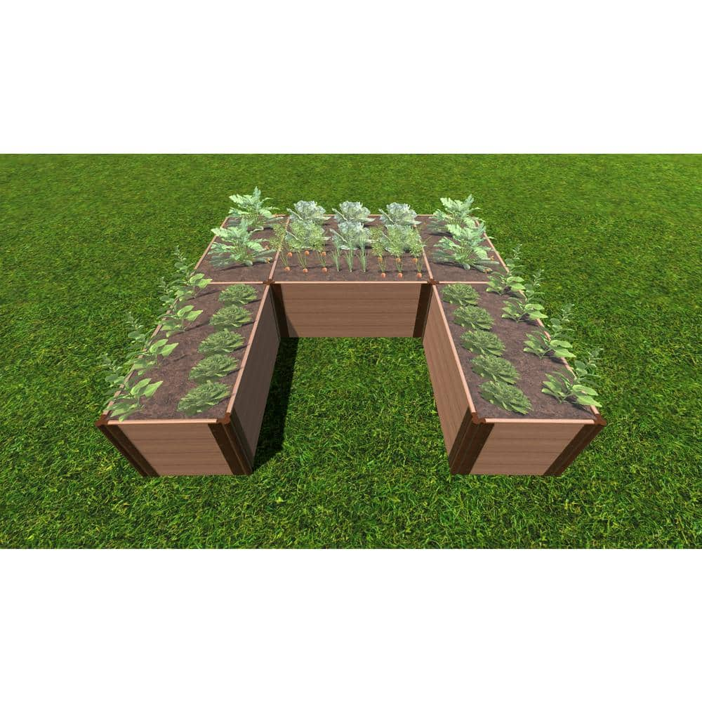 Frame It All Classic Sienna Composite  ft.Walk-In U-Shape Ft. Bragg ft. - 8 ft. x 8 ft. x 22 in. Raised Garden Bed - 1 in. Profile 800004121