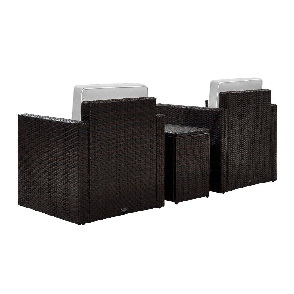 Palm Harbor 3 Piece Wicker Conversation Set With Gray Cushions