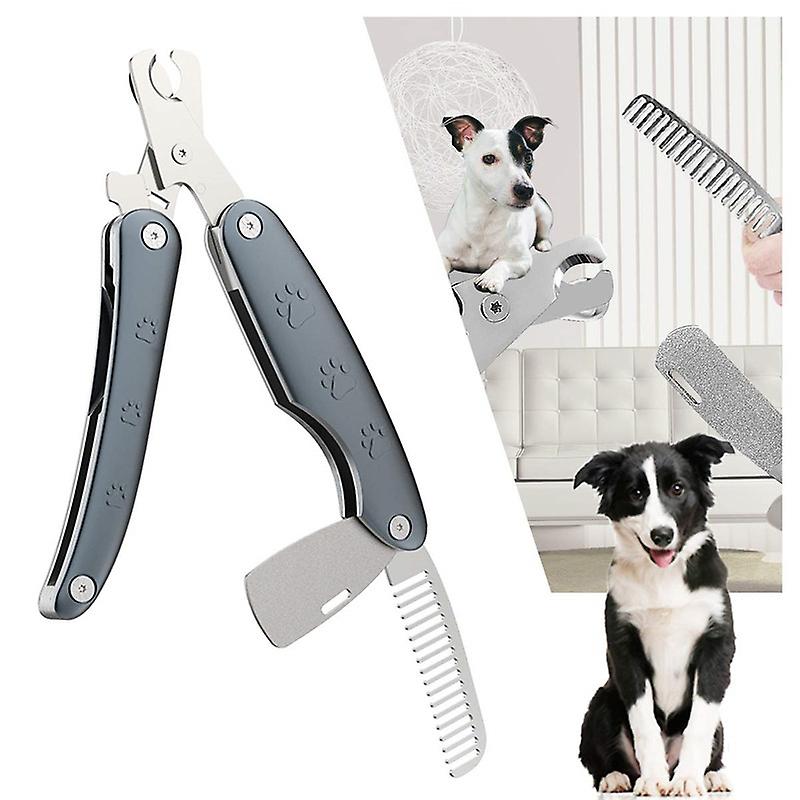 Multifunctional Dog Nail Clippers with Razor Sharp Safty Guard Nail File and Comb Suited for Small Medium Large Dog Cat