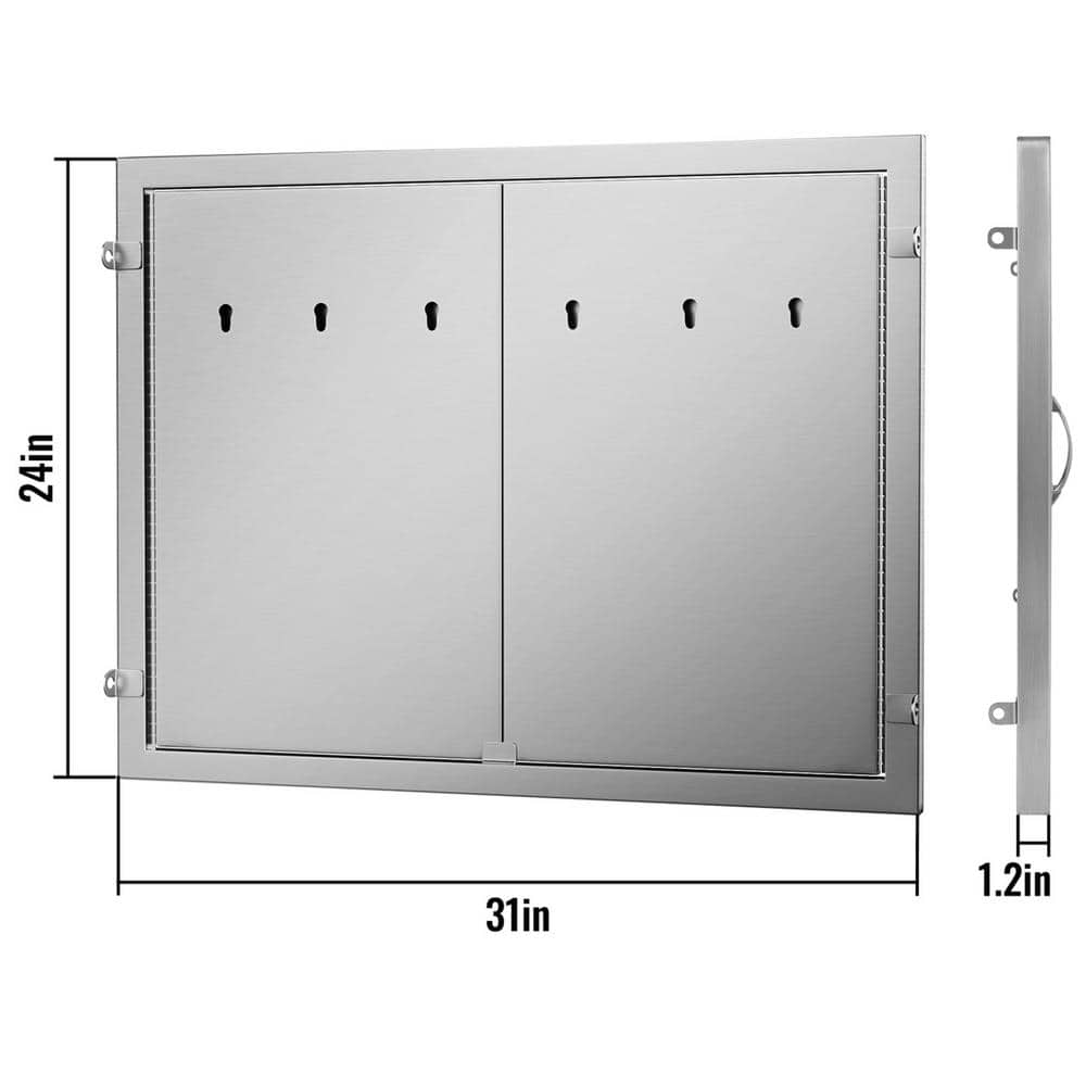 VEVOR BBQ Double Access Door 31 in. W x 24 in. H BBQ Door Stainless Steel Wall Construction Kitchen Door for BBQ Island,Grill 31X24CBXGCGSKM001V0