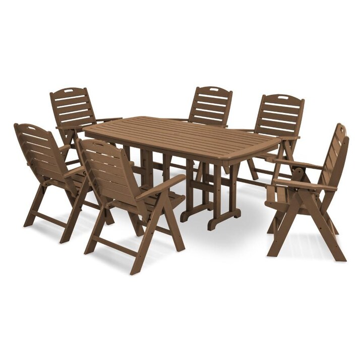 POLYWOOD Nautical 7-Piece Dining Set in Teak