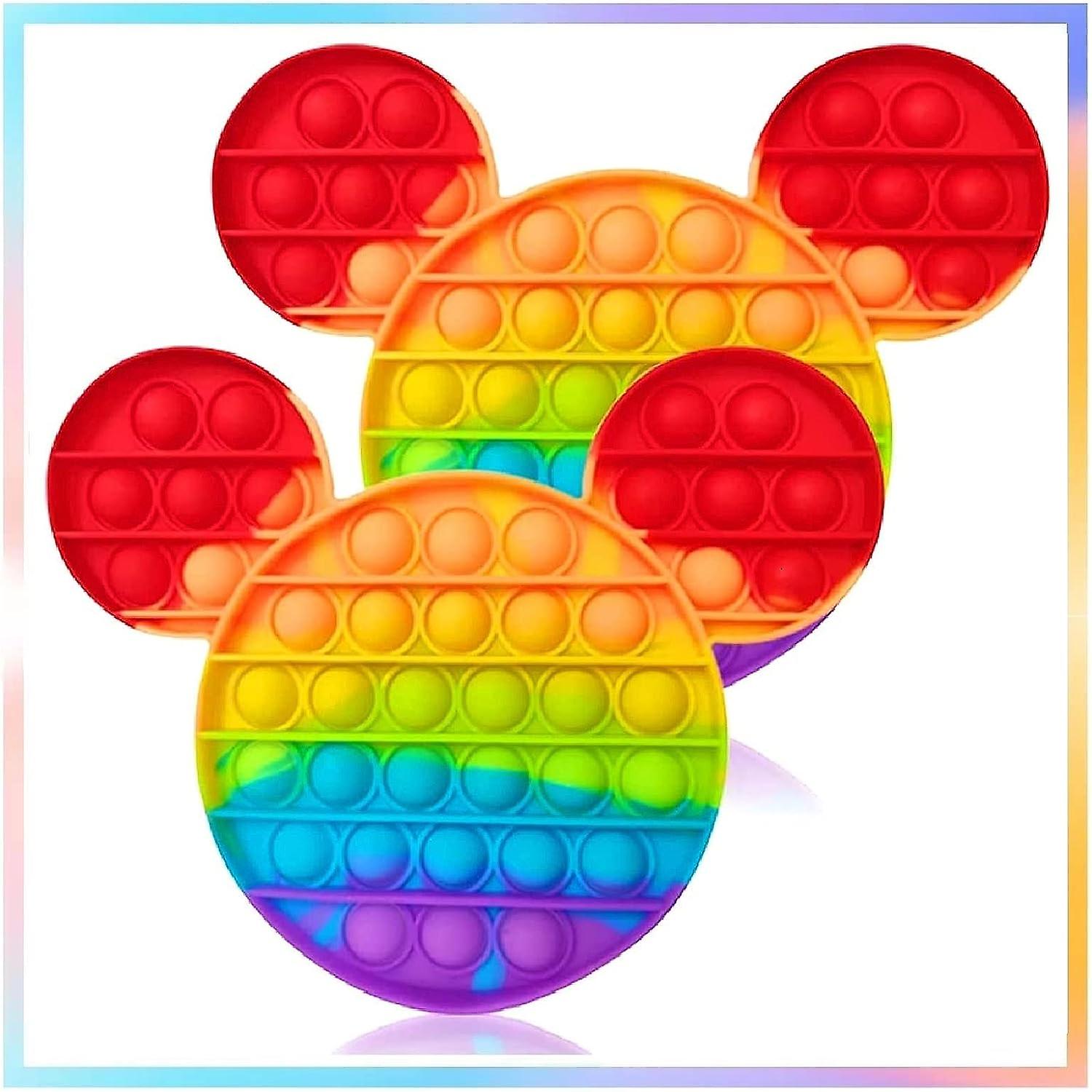 2 Packs Rainbow Pop Mouse Fidget Toys， Bubble Poppers Popping Figetget Stress And Anti-anxiety Reliever Sensory Toy For Kids Students And Adults