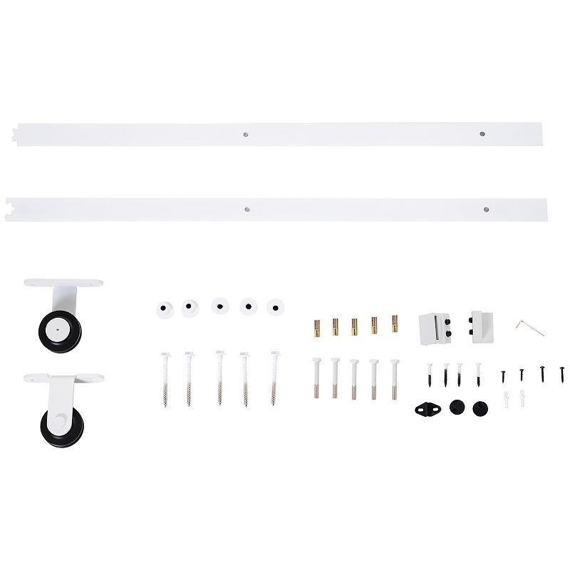 HomCom 6' Rustic Interior Sliding Barn Door Mounting Hardware Kit   White