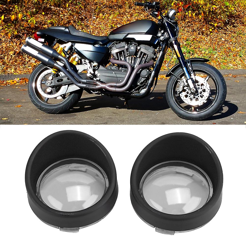 2pcs Abs Turn Signal Light Lens Lamp Cover Bezels Motorcycle Accessoryblack And White