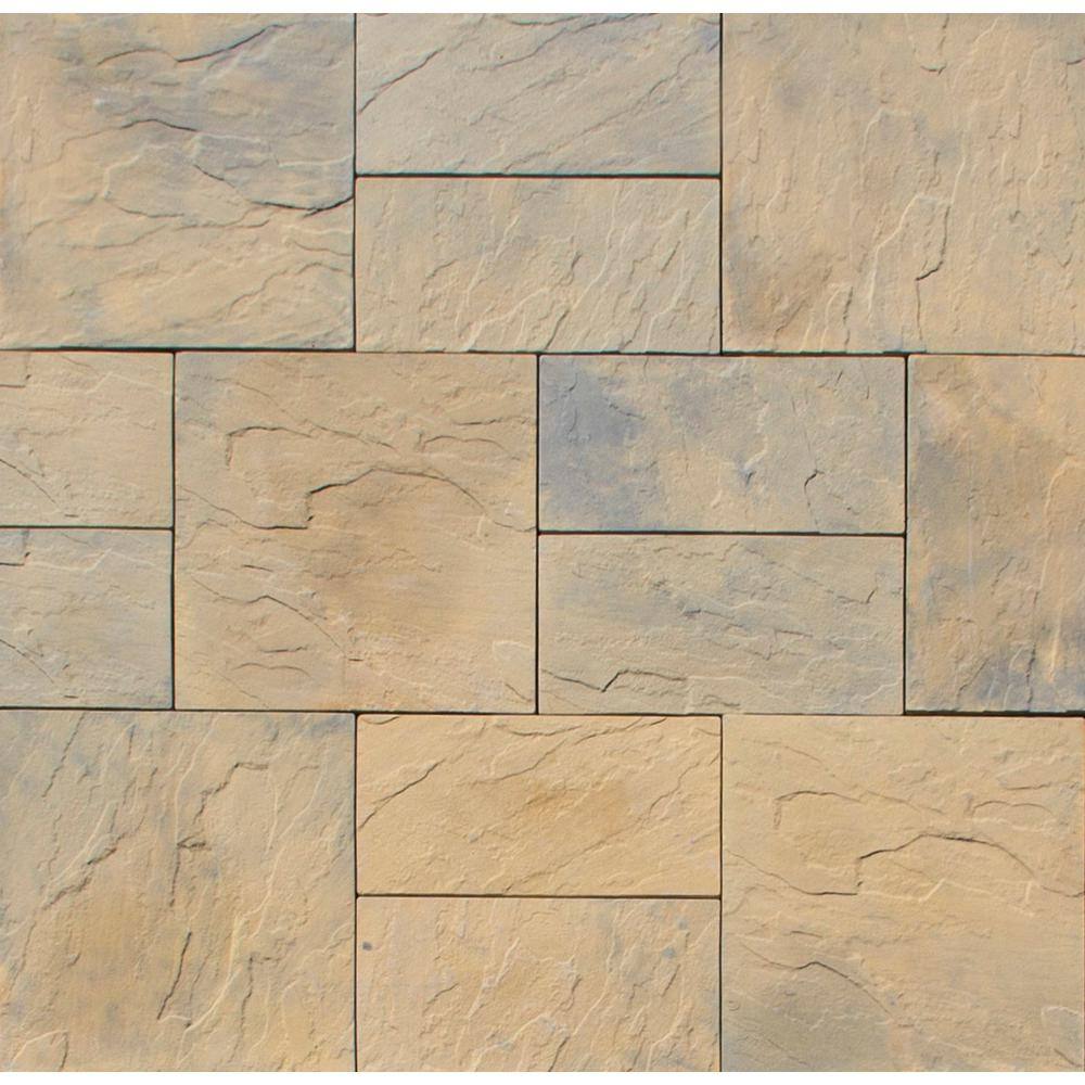 Nantucket Pavers Patio-on-a-Pallet 12in. x 24in. and 24in. x 24in. Concrete Tan Variegated Basketweave Yorkstone Paver(18 Pcs48 Sq Ft) 30534