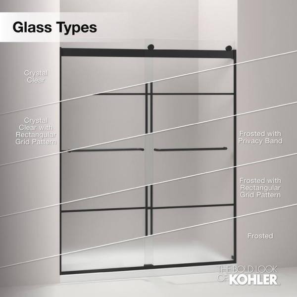 KOHLER Elate 59.625 in. W x 56.75 in. H Sliding Frameless Tub Door in Anodized Matte Nickel with Crystal Clear Glass 707609-6L-MX