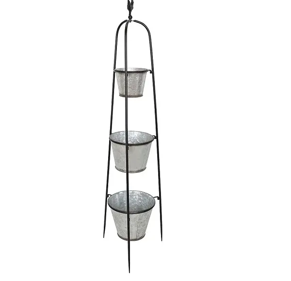 Galvanized Metal Floor Planter Pot with Tall Stand for Living Room Bedroom Hotel and Garden Supplies Hot Selling