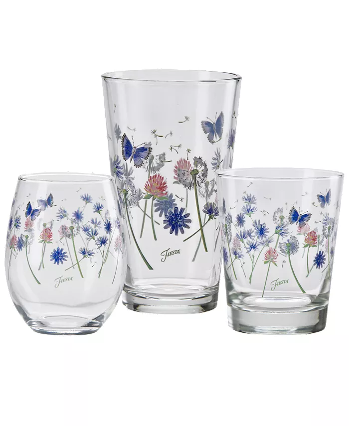 Fiesta Breezy Floral 16-Ounce Tapered Cooler Glass Set of 4