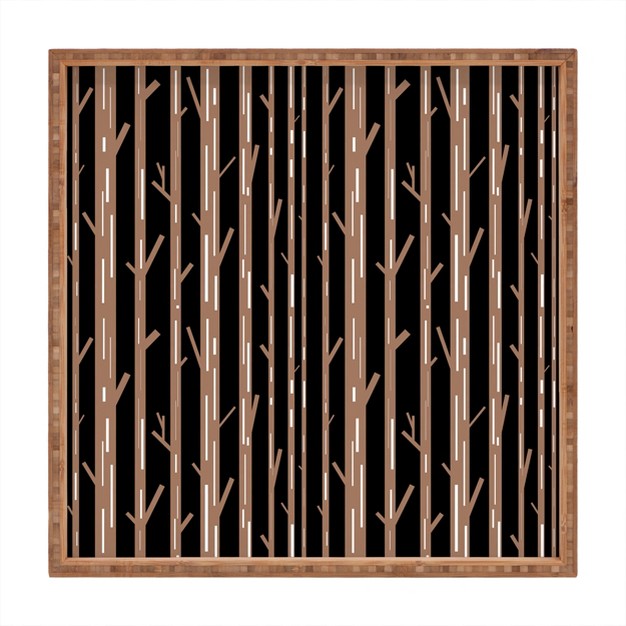 Lisa Argyropoulos Modern Trees Black Square Bamboo Tray Deny Designs