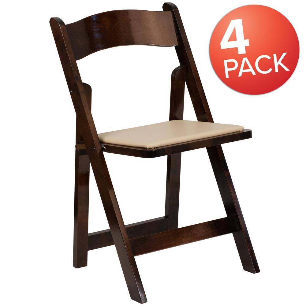 Flash Furniture Fruitwood Wood Folding Chair (4-Pack) CGA-XF-182123-FR-HD