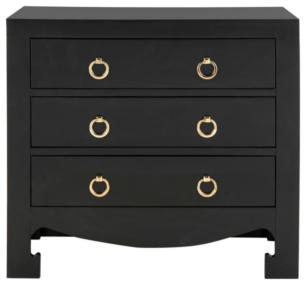 Elle 3 Drawer Chest Black/Gold   Transitional   Accent Chests And Cabinets   by V.S.D Furniture  Houzz