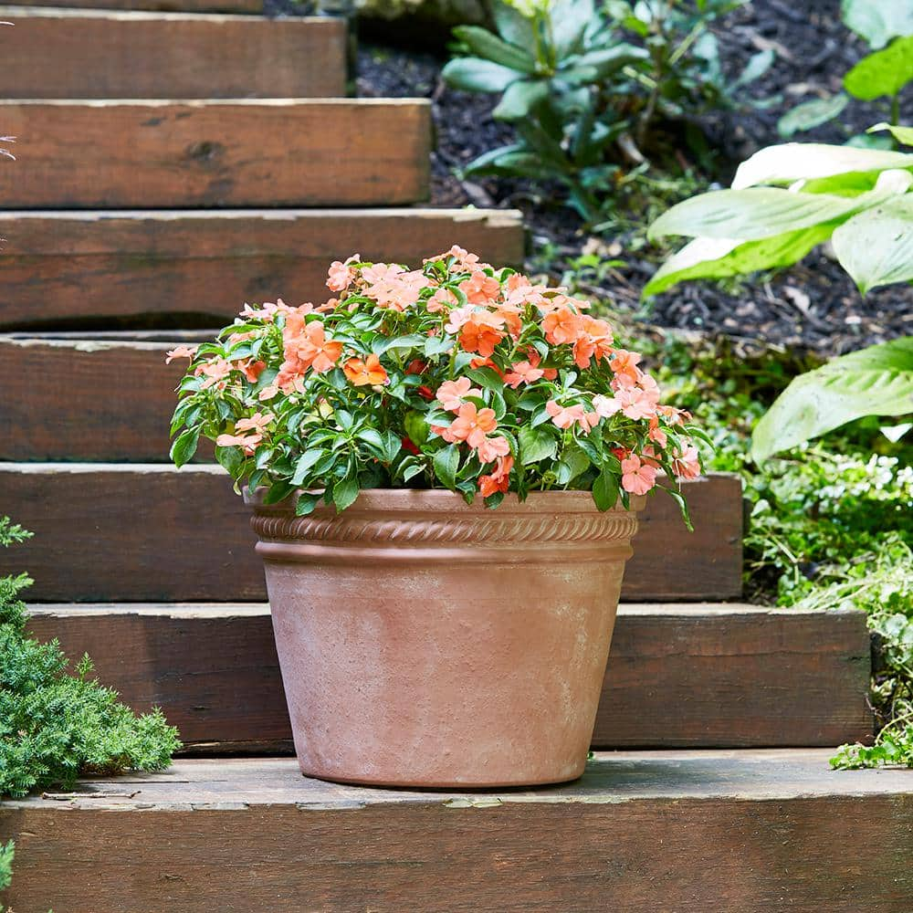 Southern Patio Michelle Medium 11.8 in. x 8.94 in. 10 qt. Terracotta Clay Outdoor Planter CLY-081647