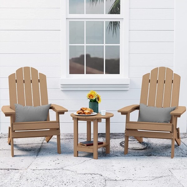 WINSOON 3-Piece All Weather HIPS Outdoor Folding Adirondack Chairs and Table Set - Overstock - 35542035