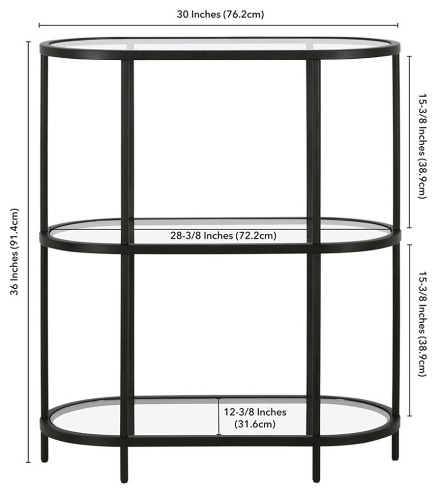 Pemberly Row Mid Century Metal Bookcase with Glass Shelves in Black Bronze   Transitional   Bookcases   by Homesquare  Houzz