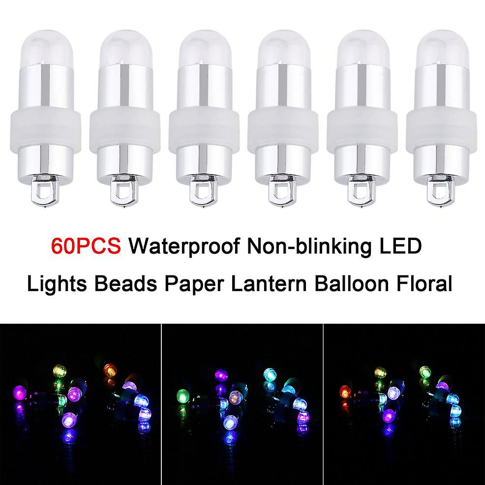 60pcs Mini Led Light Beads Paper Round Paper Lantern Lamps Balloon Floral