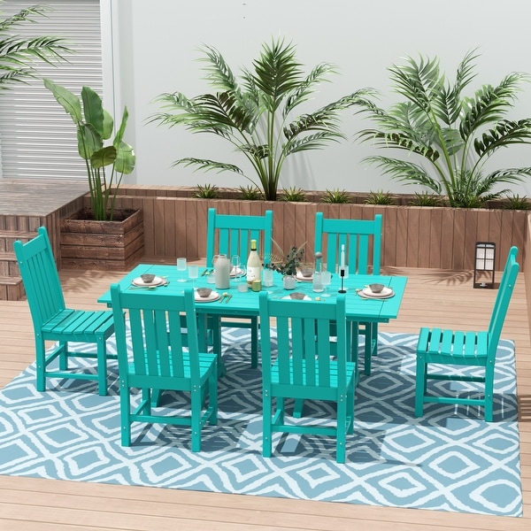 Polytrends Laguna Hdpe All Weather Outdoor Patio Dining Set with Rectangular Table，Armless Dining Chairs (7Piece Set)