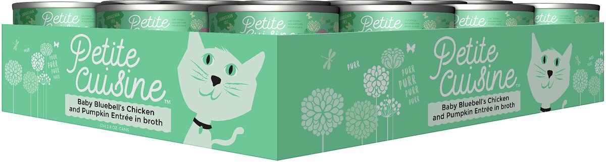 Petite Cuisine Baby Bluebell's Chicken and Pumpkin Entrée in Broth Grain-Free Wet Cat Food， 2.8-oz can， case of 24