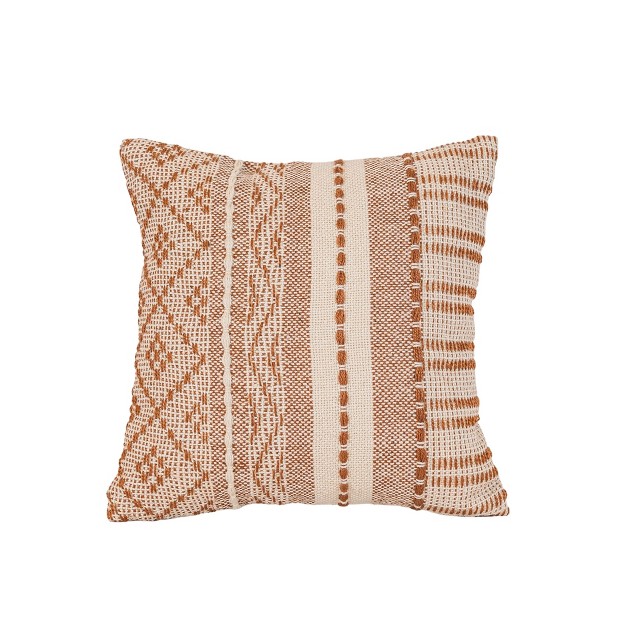 Hand Woven Rust Geo Stripe Outdoor Pillow Polyester With Polyester Fill By Foreside Home amp Garden