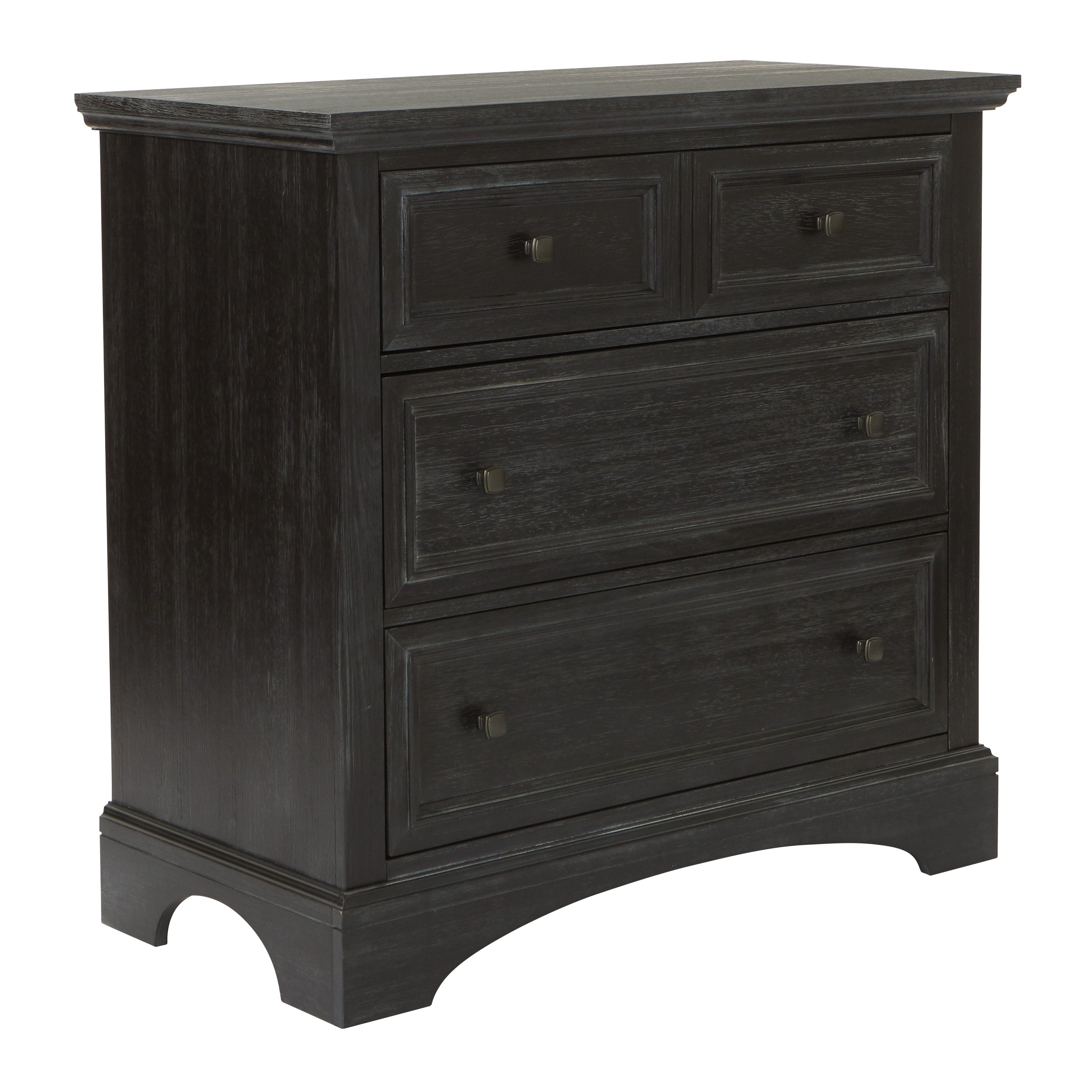 OSP Home Furnishings Farmhouse Basics 3 Drawer Chest in Rustic Black